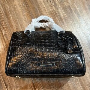 Source Unknown Black Crocodile-Embossed Satchel